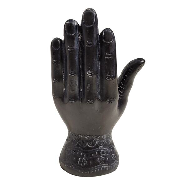Evil Eye Hamsa Hand Fatima God Palmistry Decorative Statue Halloween Decor Black - Picture 2 of 3